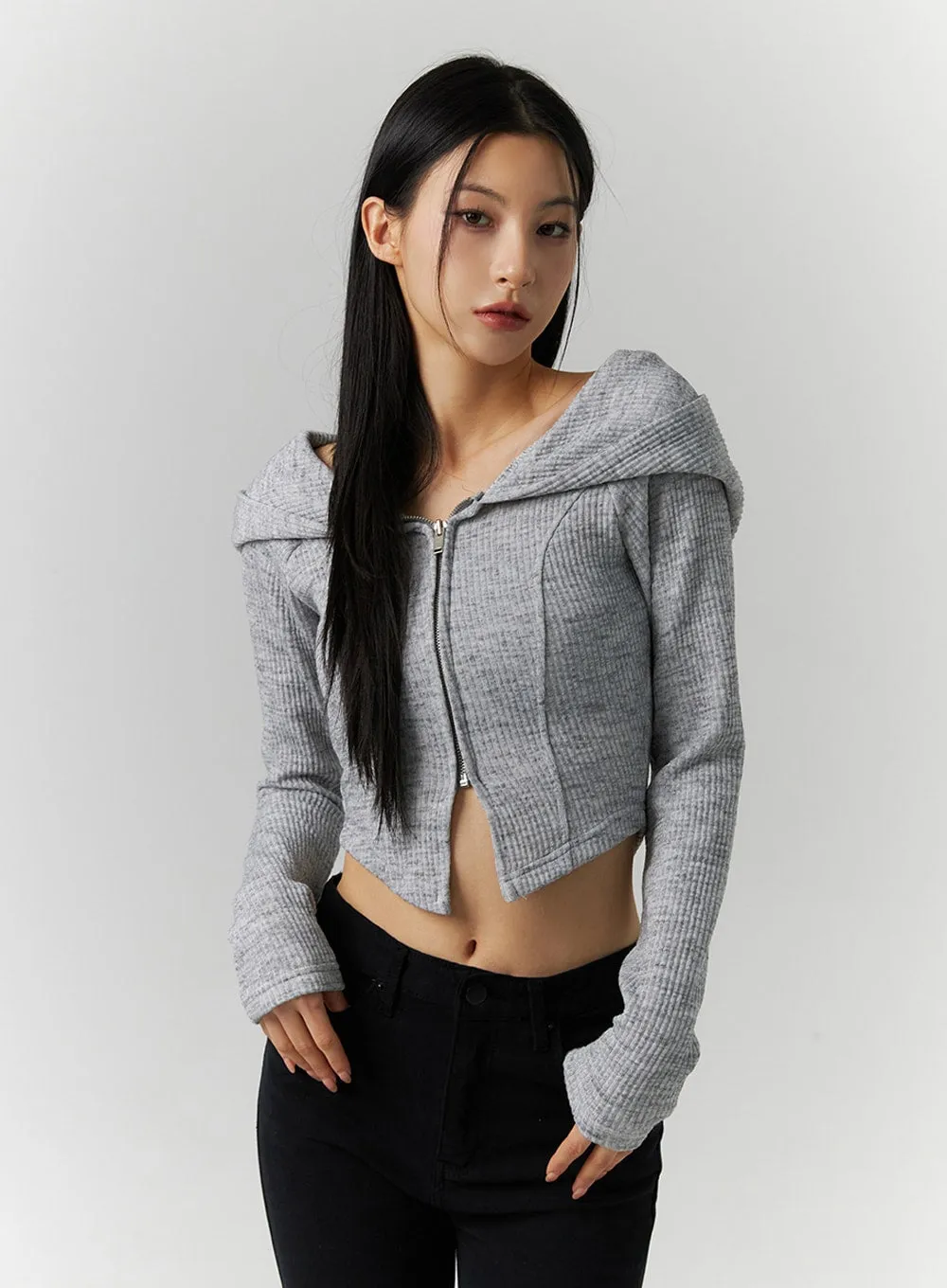 Off-Shoulder Hoodie Knit Top ID306 sold by Lewkin product image thumbnail 4