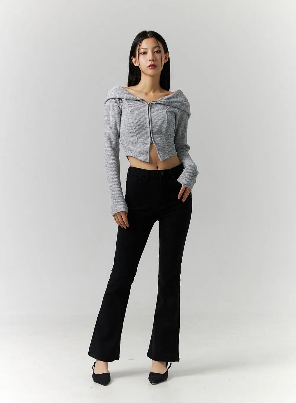 Off-Shoulder Hoodie Knit Top ID306 sold by Lewkin product image thumbnail 5