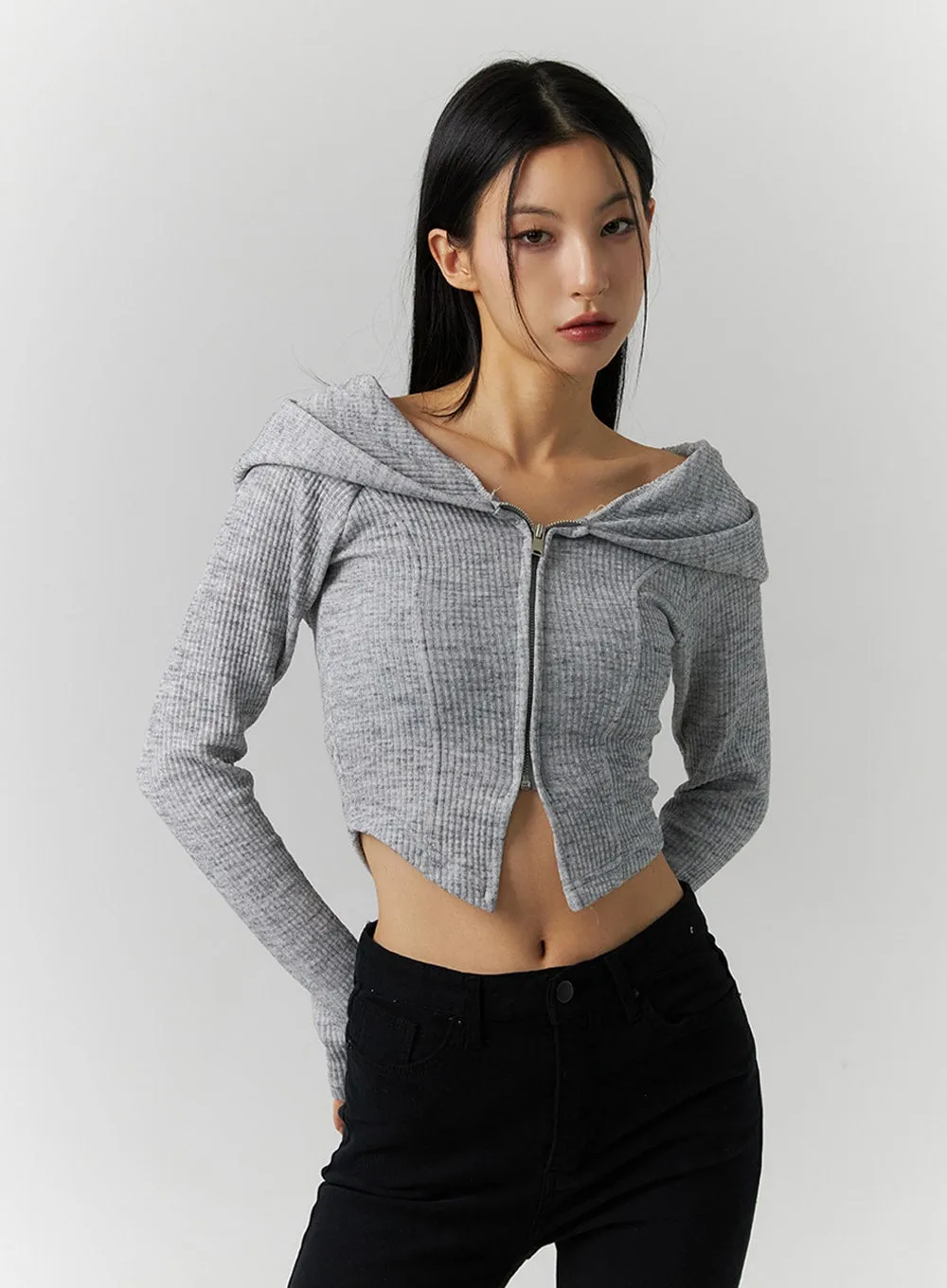 Off-Shoulder Hoodie Knit Top ID306 sold by Lewkin product image thumbnail 3