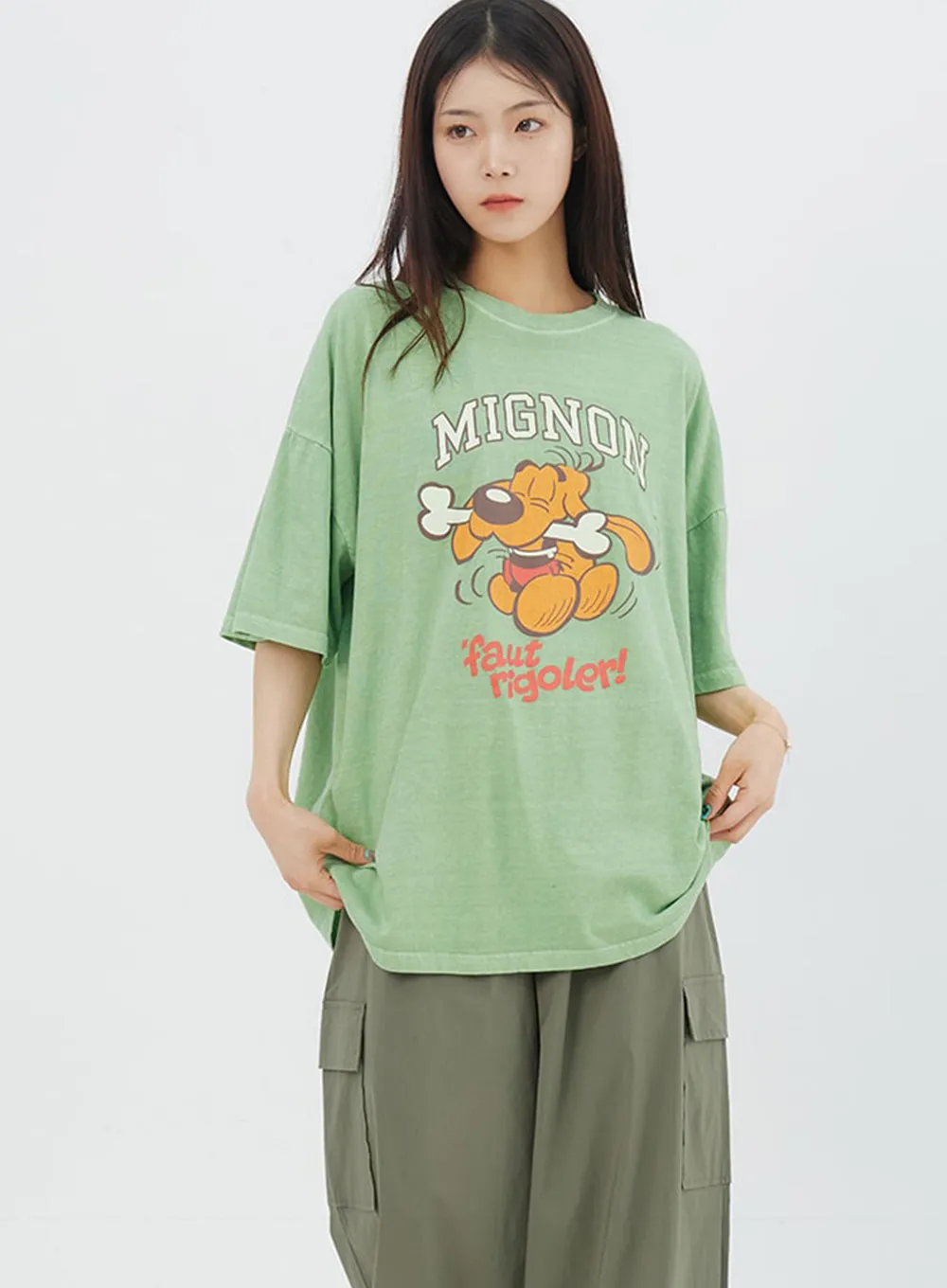Dog Oversized Tee IY325 sold by Lewkin