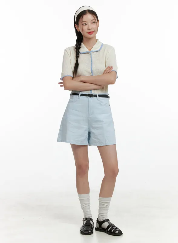 High Waist Washed Denim Shorts OL411 sold by Lewkin