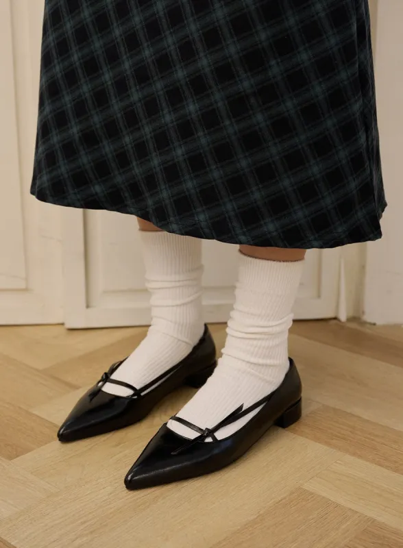 Faux Leather Ribbon Flats OD327 sold by Lewkin