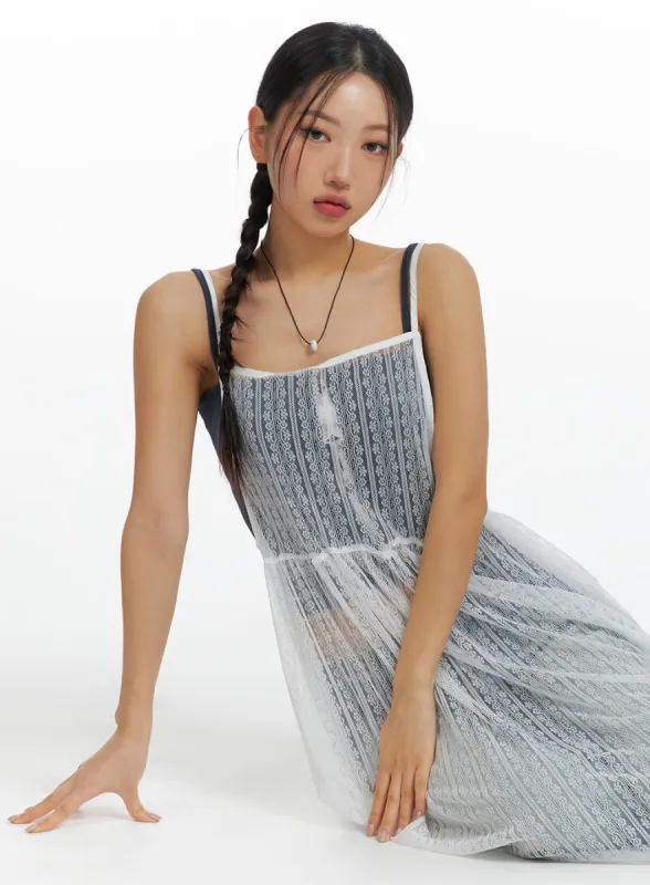 Lace Mesh Midi Dress CF423 sold by Lewkin