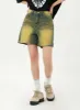 Yellow Wash Denim Shorts CA328 sold by Lewkin