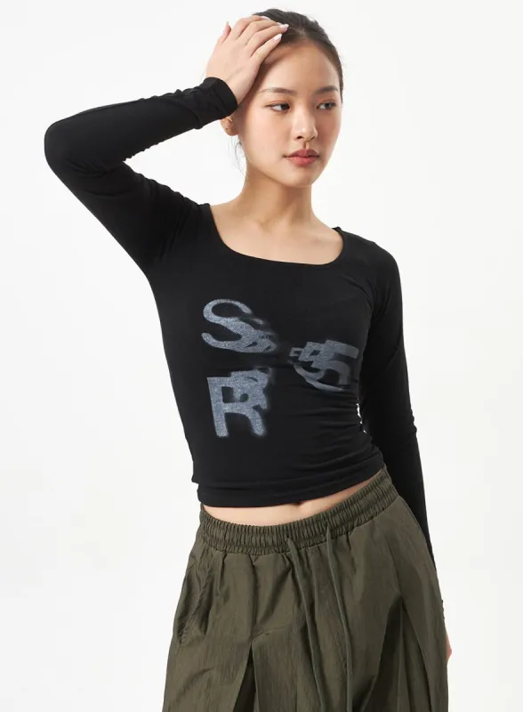 Square Neck Cropped Top CA318 sold by Lewkin