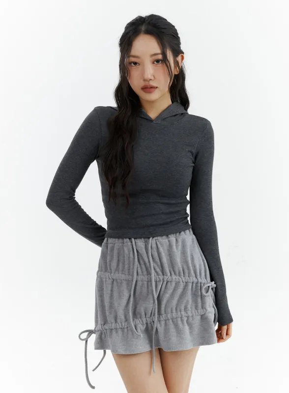 Solid Cropped Hoodie CJ423 sold by Lewkin
