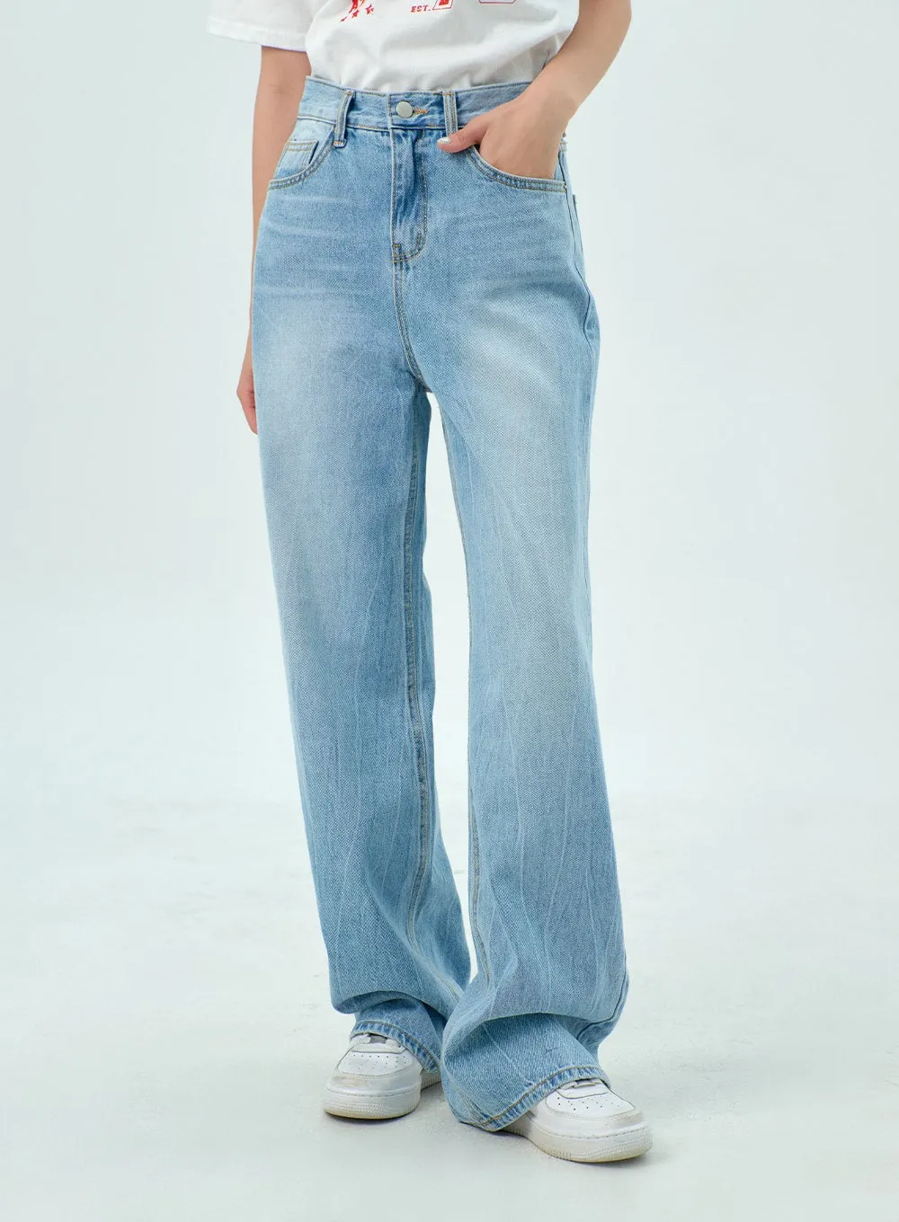 Wide Light Wash Jeans BY322 sold by Lewkin product image thumbnail 2