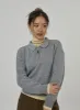 Zip-Up Neck Cropped Knit Top CD22 sold by Lewkin