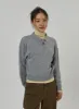 Zip-Up Neck Cropped Knit Top CD22 sold by Lewkin