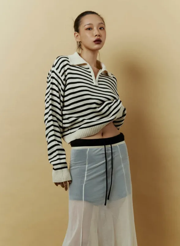 Collared Zip-Up Neck Pullover IA417 sold by Lewkin