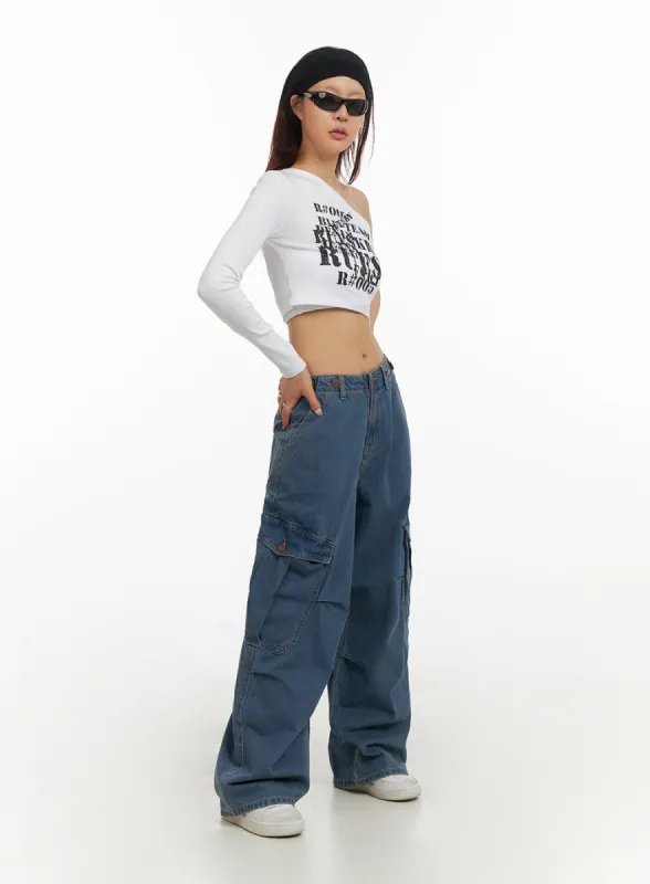 Cargo Buttoned Jeans IY410 sold by Lewkin