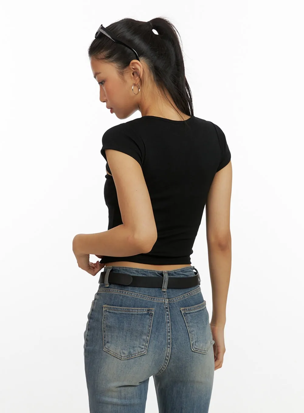 Cutout Crop Top IU412 sold by Lewkin product image thumbnail 5