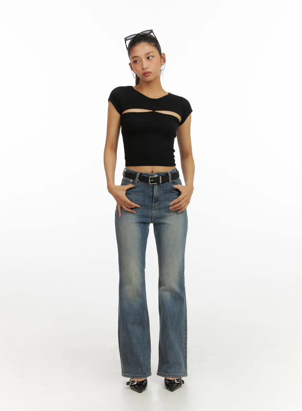 Cutout Crop Top IU412 sold by Lewkin product image thumbnail 3