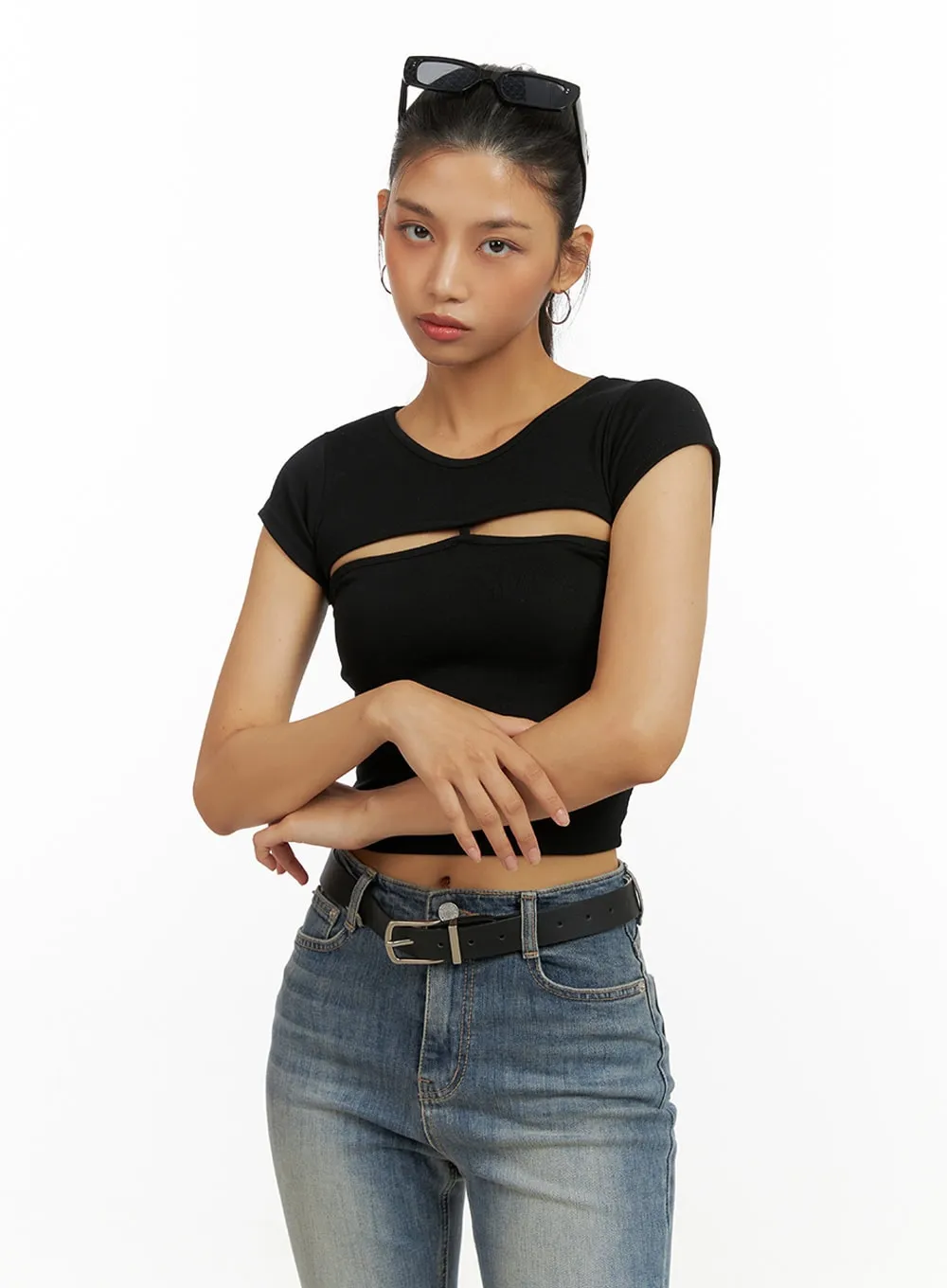 Cutout Crop Top IU412 sold by Lewkin product image thumbnail 4