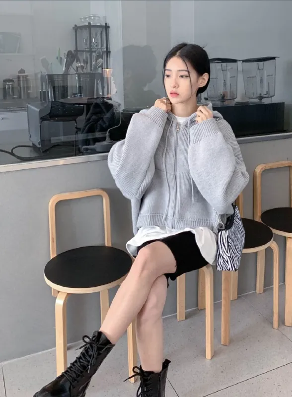 Hooded Zipper Knit Jacket CN17 sold by Lewkin