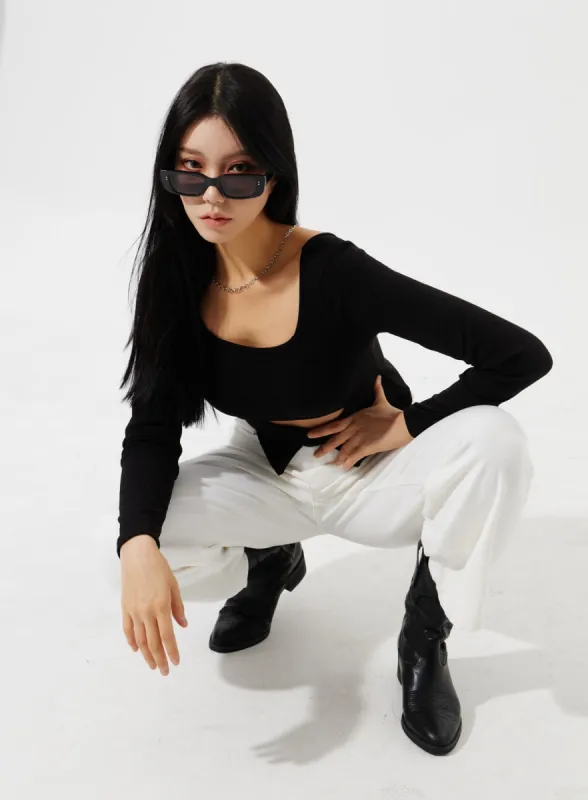 Square Neck Cut Out Top IM307 sold by Lewkin