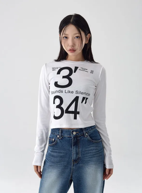 Printing Crop Long Sleeve T-Shirt CG18 sold by Lewkin