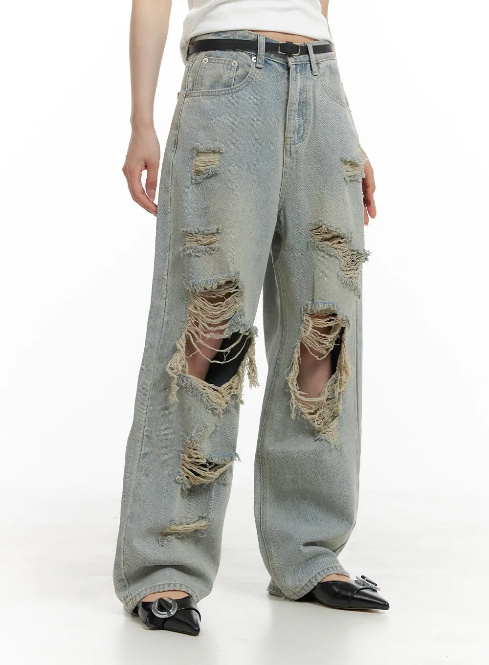 Vintage Washed Ripped Baggy Jeans CA426 sold by Lewkin product image thumbnail 2