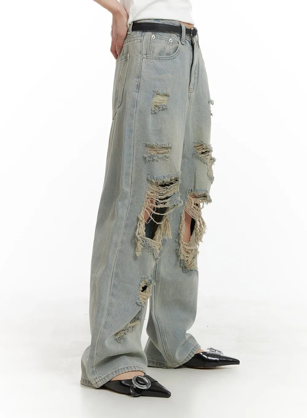 Vintage Washed Ripped Baggy Jeans CA426 sold by Lewkin product image thumbnail 3