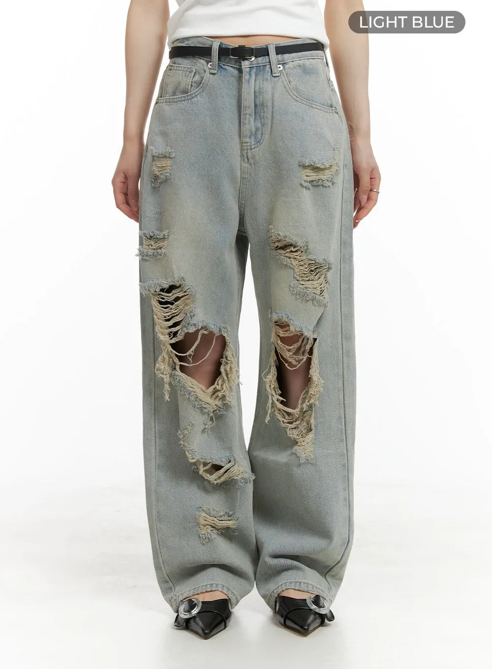 Vintage Washed Ripped Baggy Jeans CA426 sold by Lewkin product image thumbnail 5