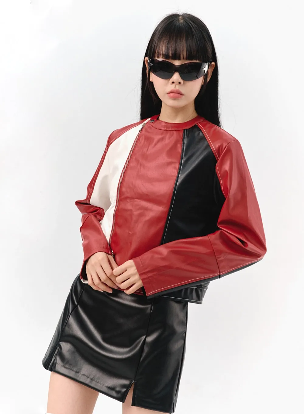 Color Block Racer Jacket IS321 sold by Lewkin product image thumbnail 5