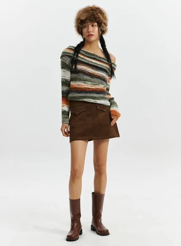 Cargo Suede Mini Skirt CD321 sold by Lewkin