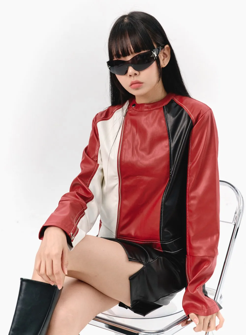 Color Block Racer Jacket IS321 sold by Lewkin