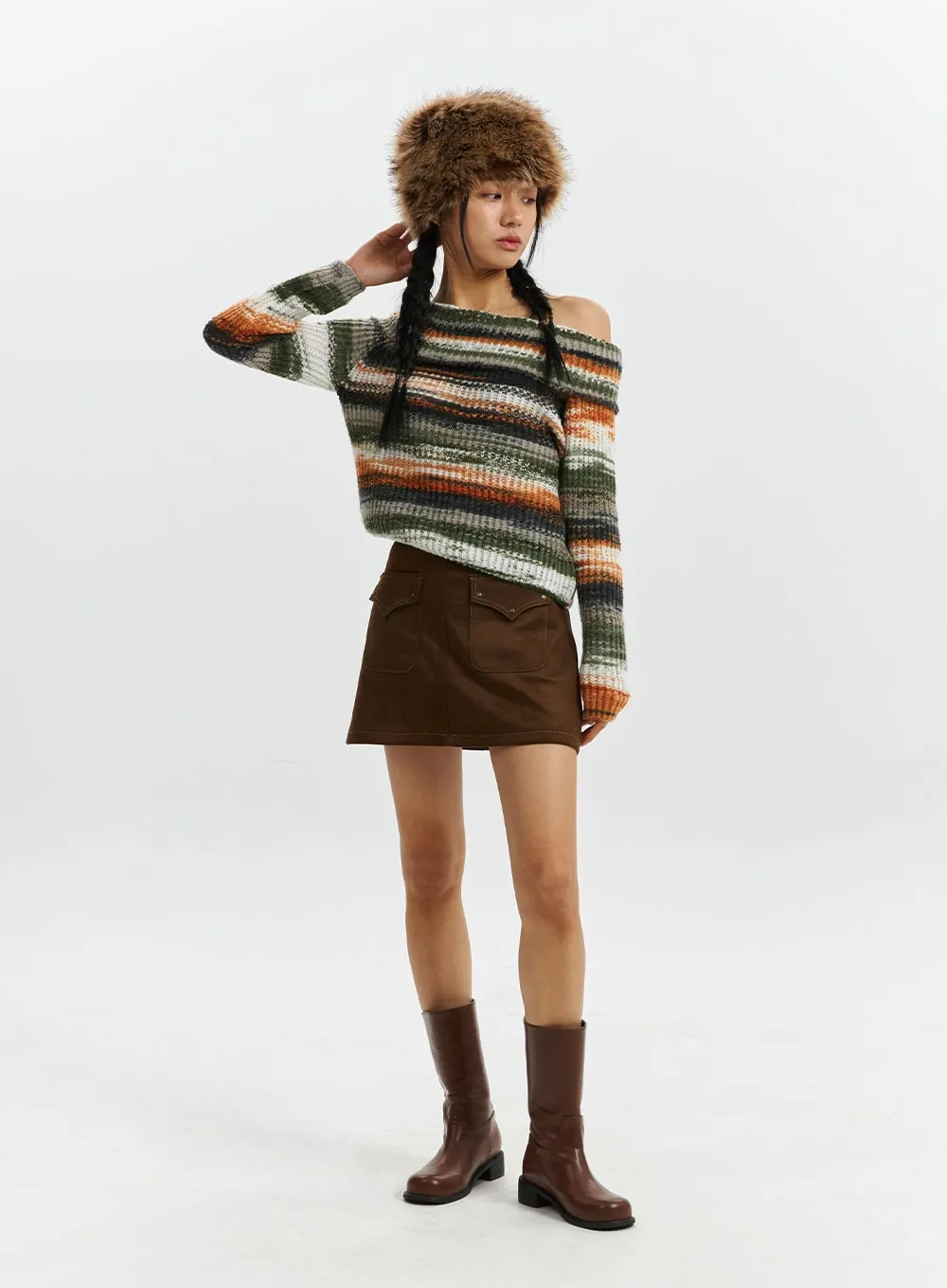 Cargo Suede Mini Skirt CD321 sold by Lewkin product image thumbnail 2