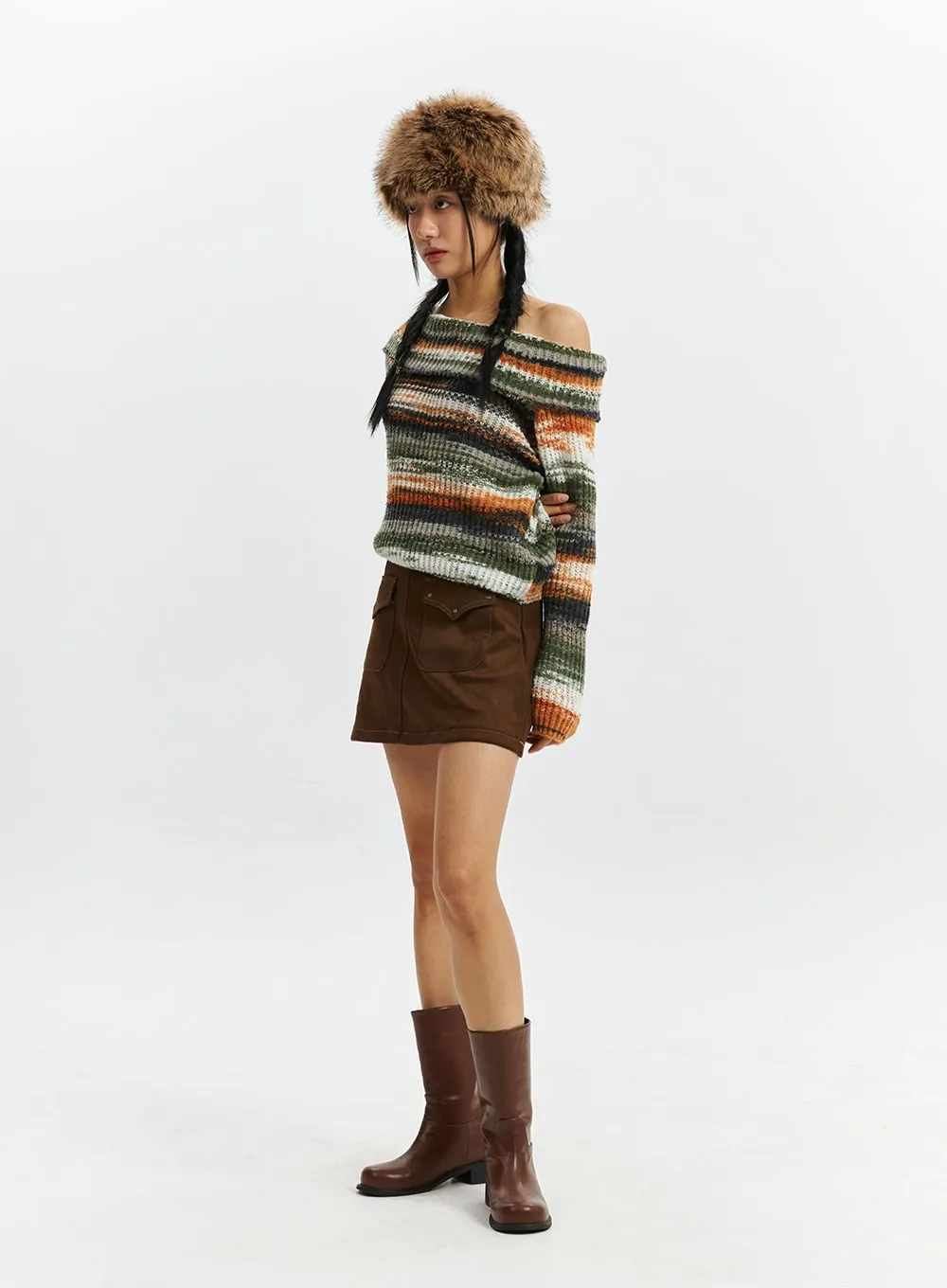 Cargo Suede Mini Skirt CD321 sold by Lewkin product image thumbnail 3