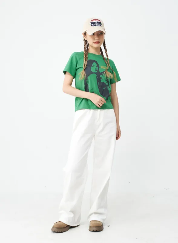 Drawstring Hem Wide Pants CJ20 sold by Lewkin