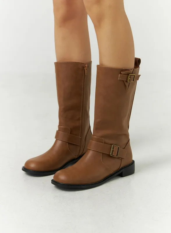 Buckled Flat Lug Sole Boots CD301 sold by Lewkin
