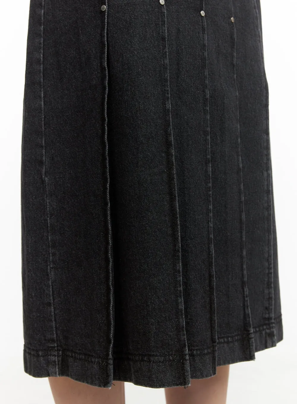 Pleated Denim Midi Skirt CY416 sold by Lewkin product image thumbnail 5