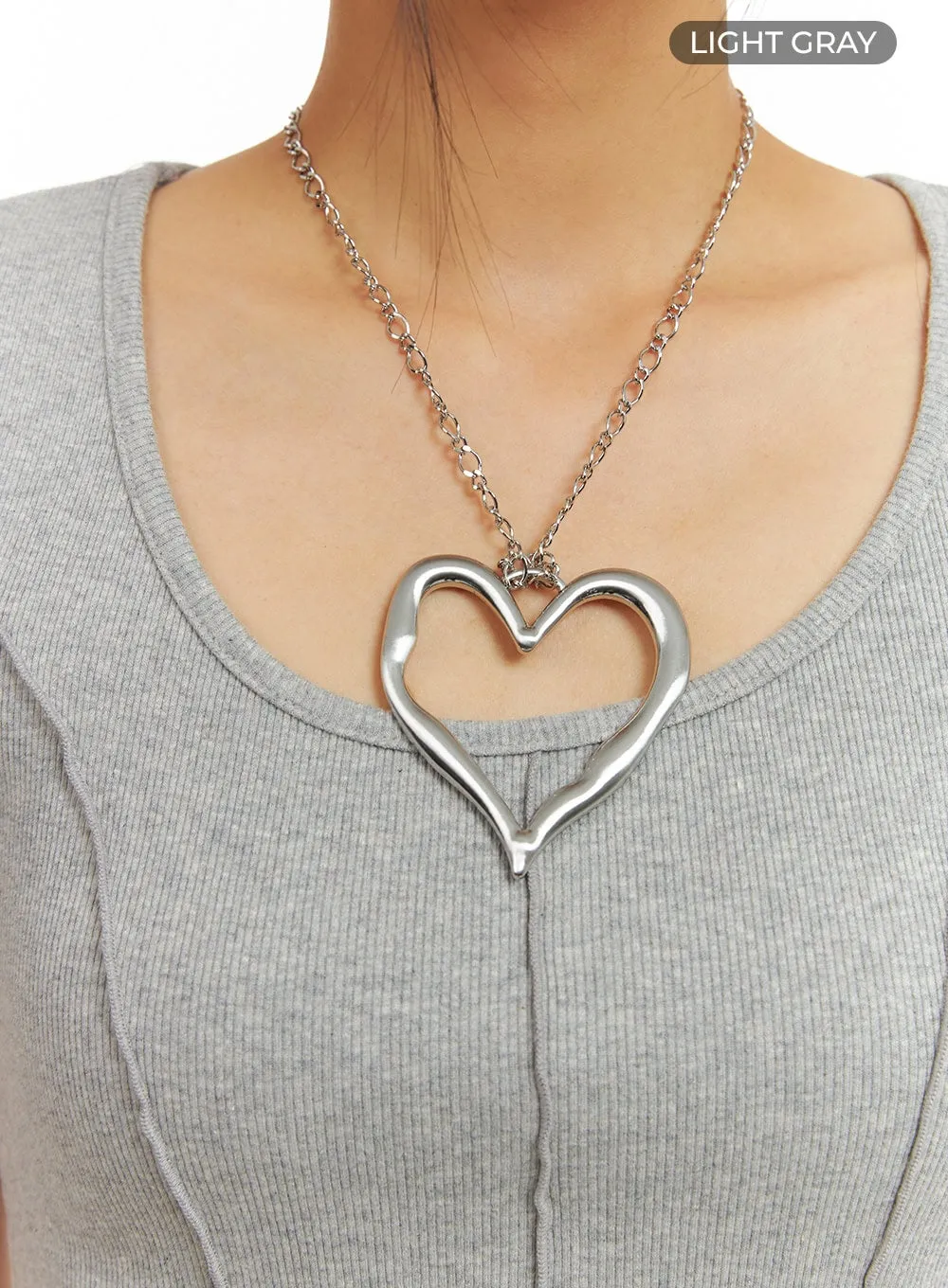 Metal Heart Pendant Chain Necklace CA424 sold by Lewkin product image thumbnail 4