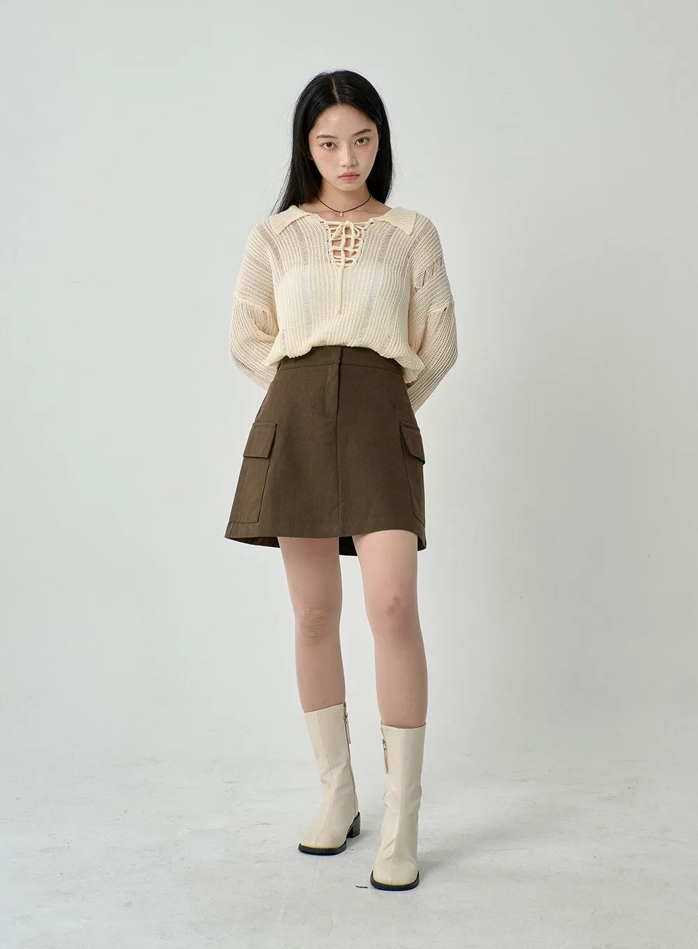 A-Line Cargo Mini Skirt ON18 sold by Lewkin product image thumbnail 2
