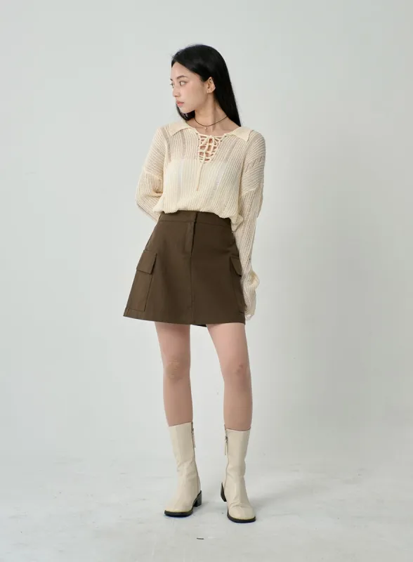 A-Line Cargo Mini Skirt ON18 sold by Lewkin