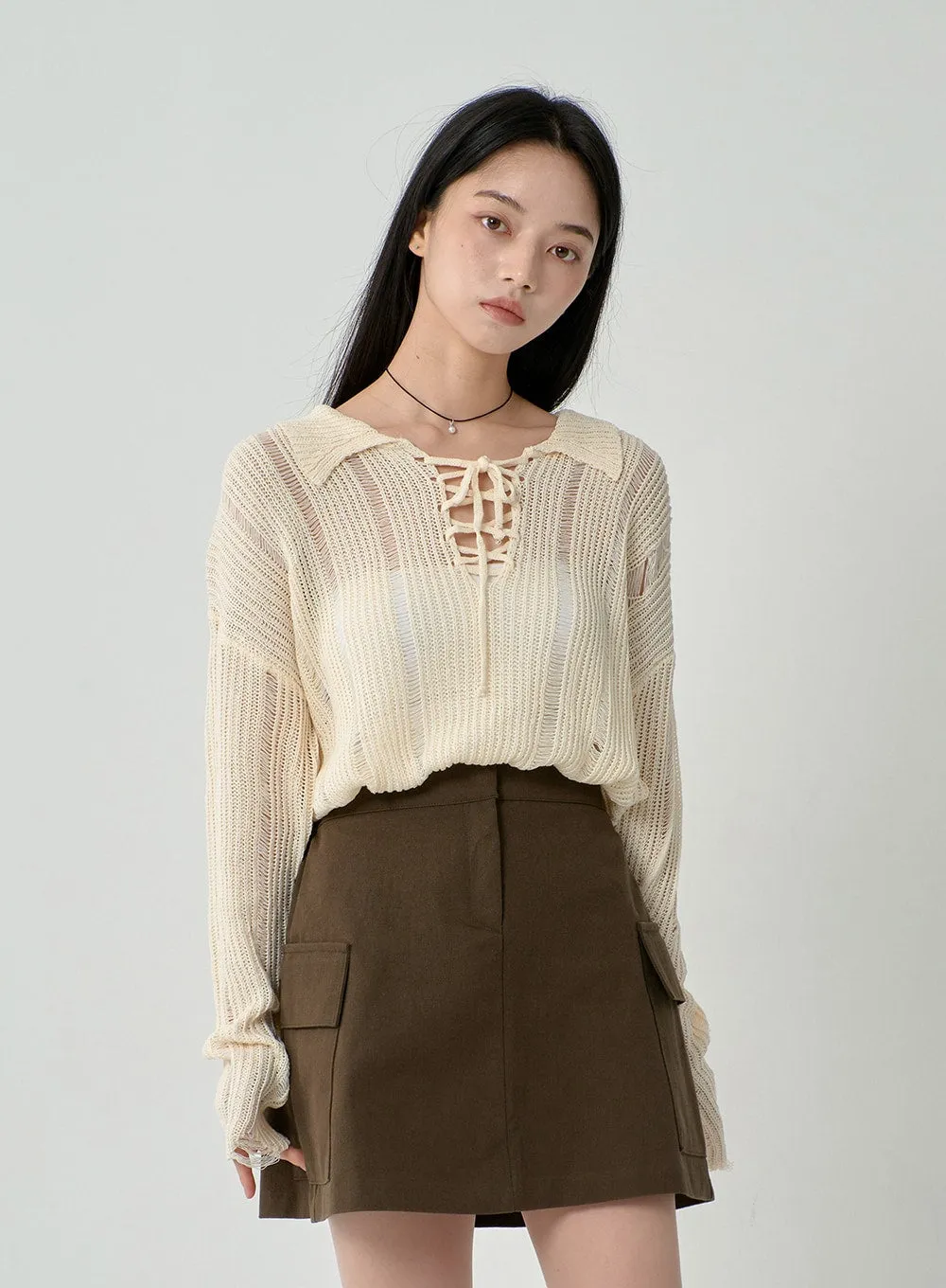 A-Line Cargo Mini Skirt ON18 sold by Lewkin product image thumbnail 3