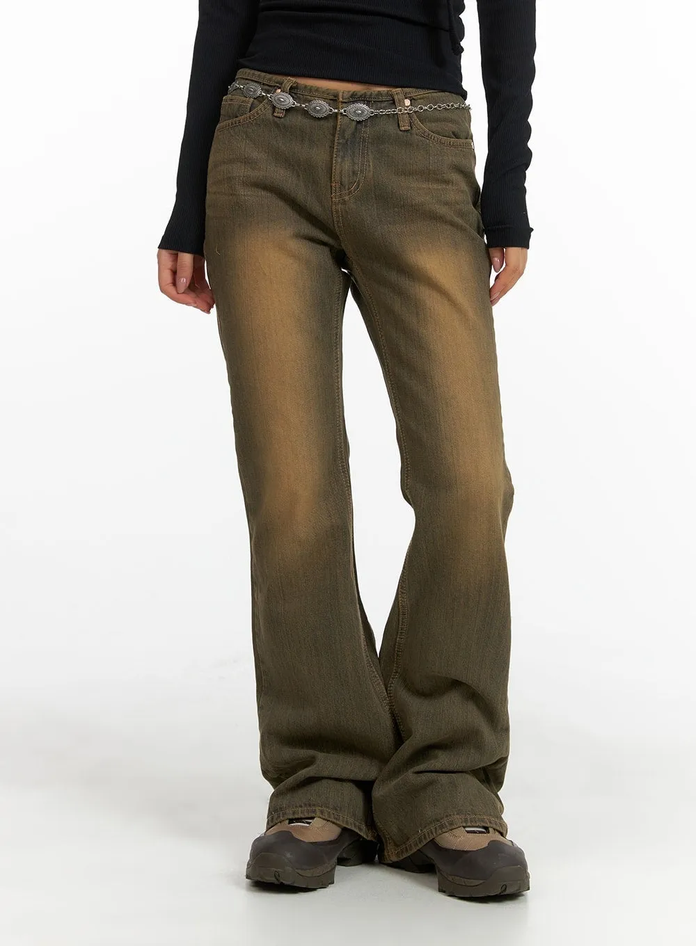 Vintage Washed Flared Jeans CM411 sold by Lewkin