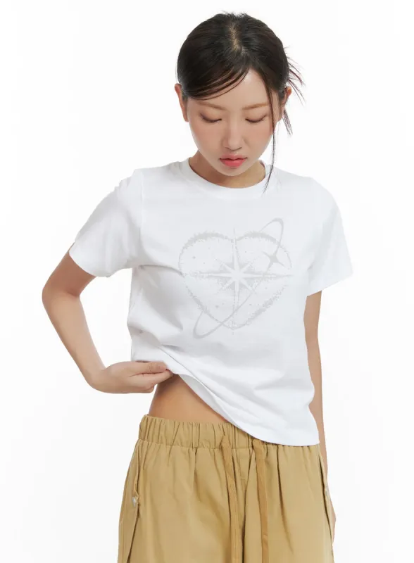 Graphic Cotton Crop Tee CL418 sold by Lewkin