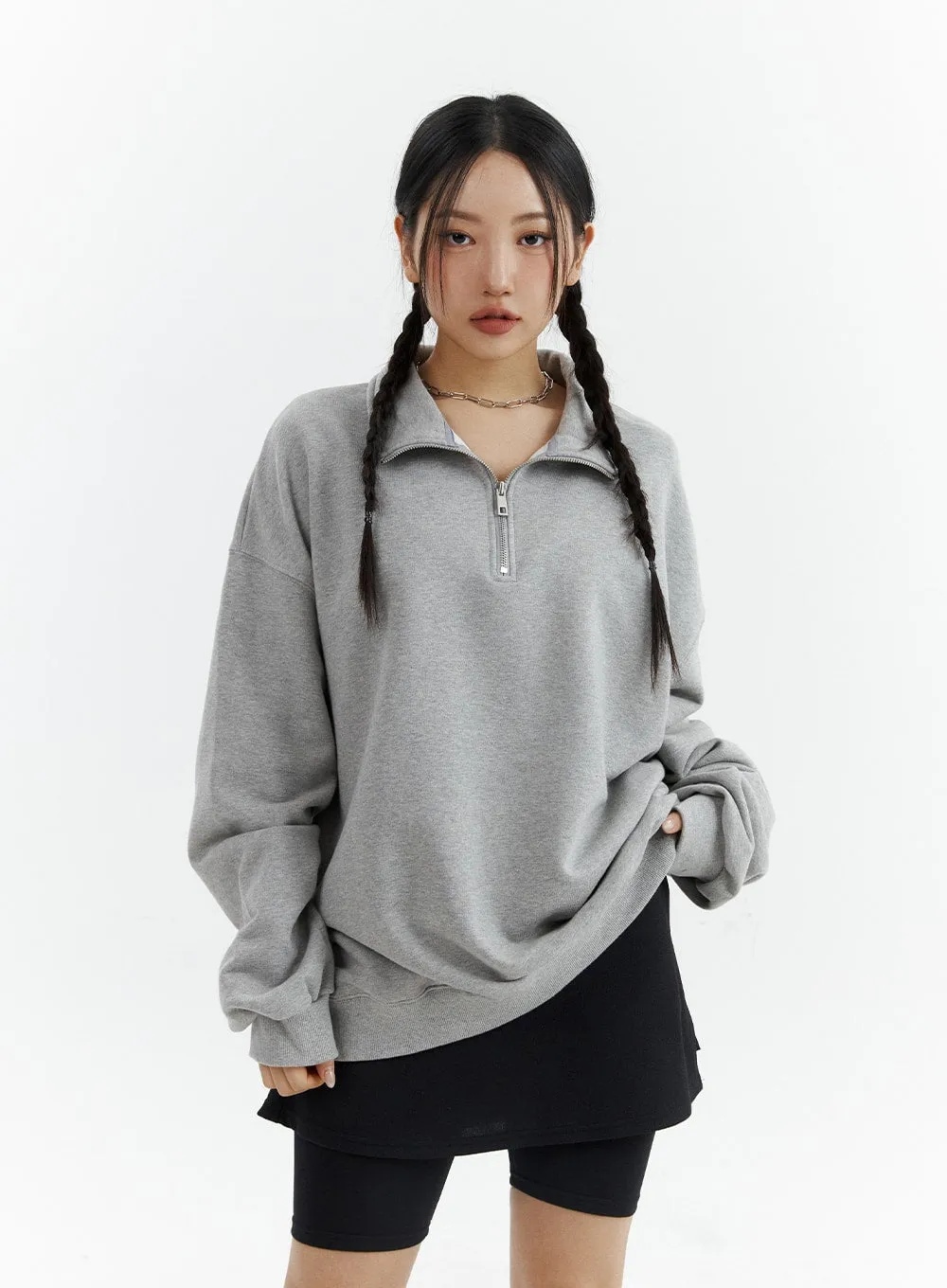 Half-Zip Sweatshirt (UNISEX) CJ424 sold by Lewkin product image thumbnail 2