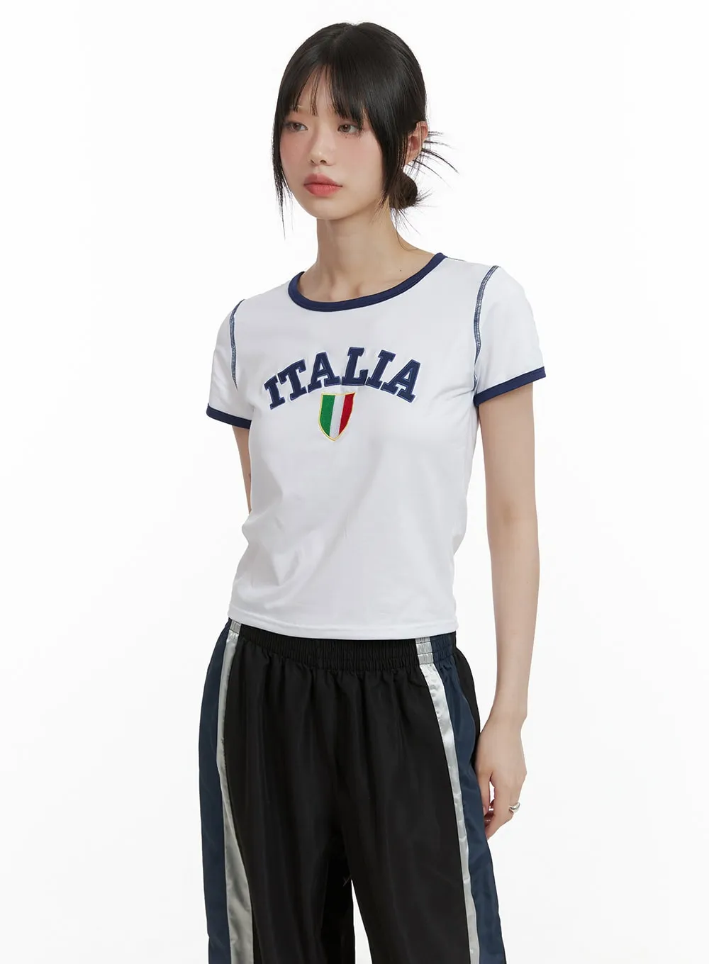 Cotton Lettering Crop Tee CL412 sold by Lewkin