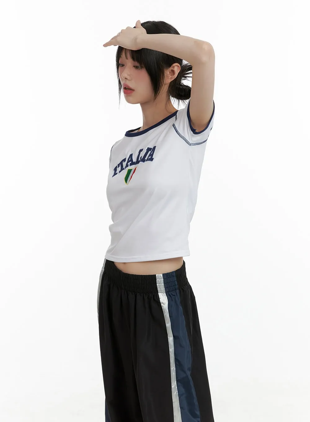 Cotton Lettering Crop Tee CL412 sold by Lewkin product image thumbnail 4