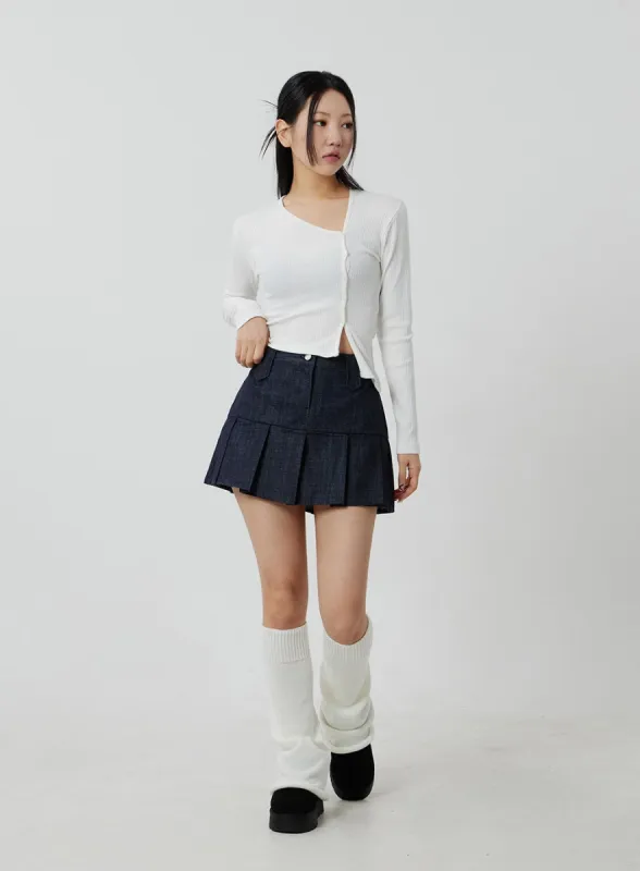Pleated High Waist Mini Skirt CF301 sold by Lewkin