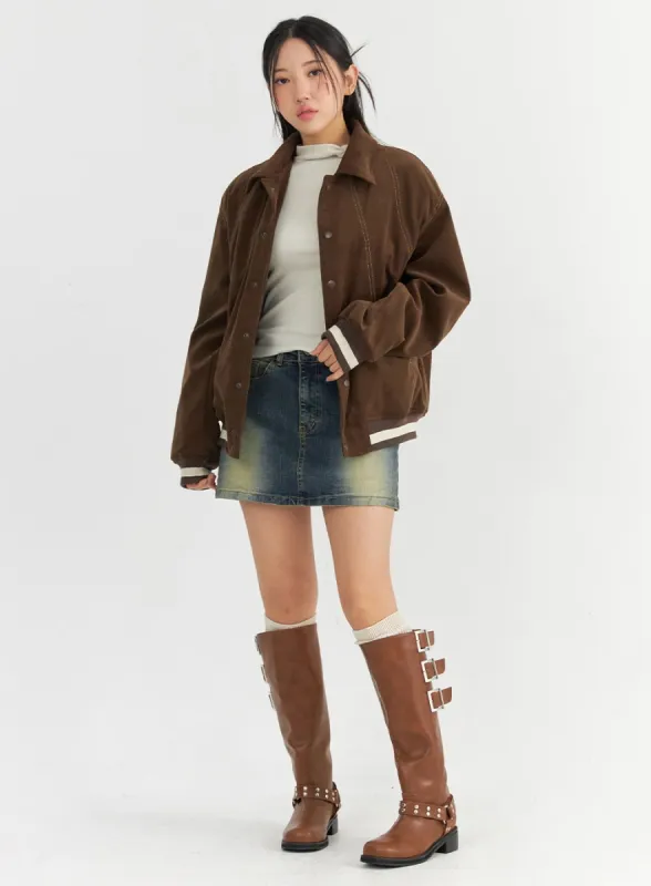 Wash Denim Mini Skort CO327 sold by Lewkin