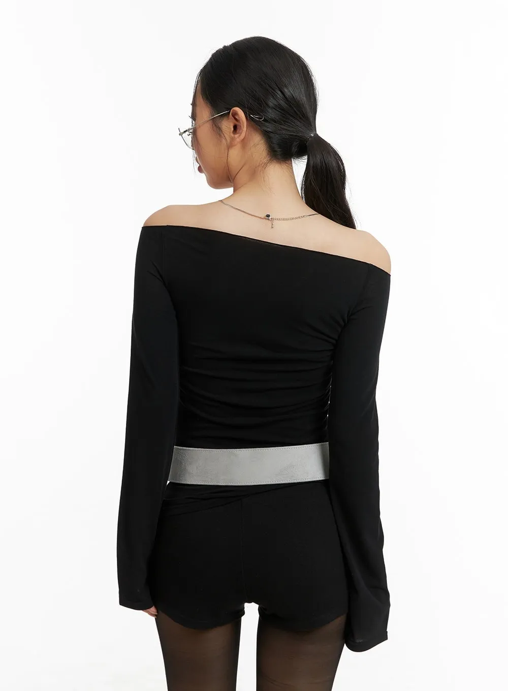 Solid Off Shoulder Long Sleeve CM421 sold by Lewkin product image thumbnail 5