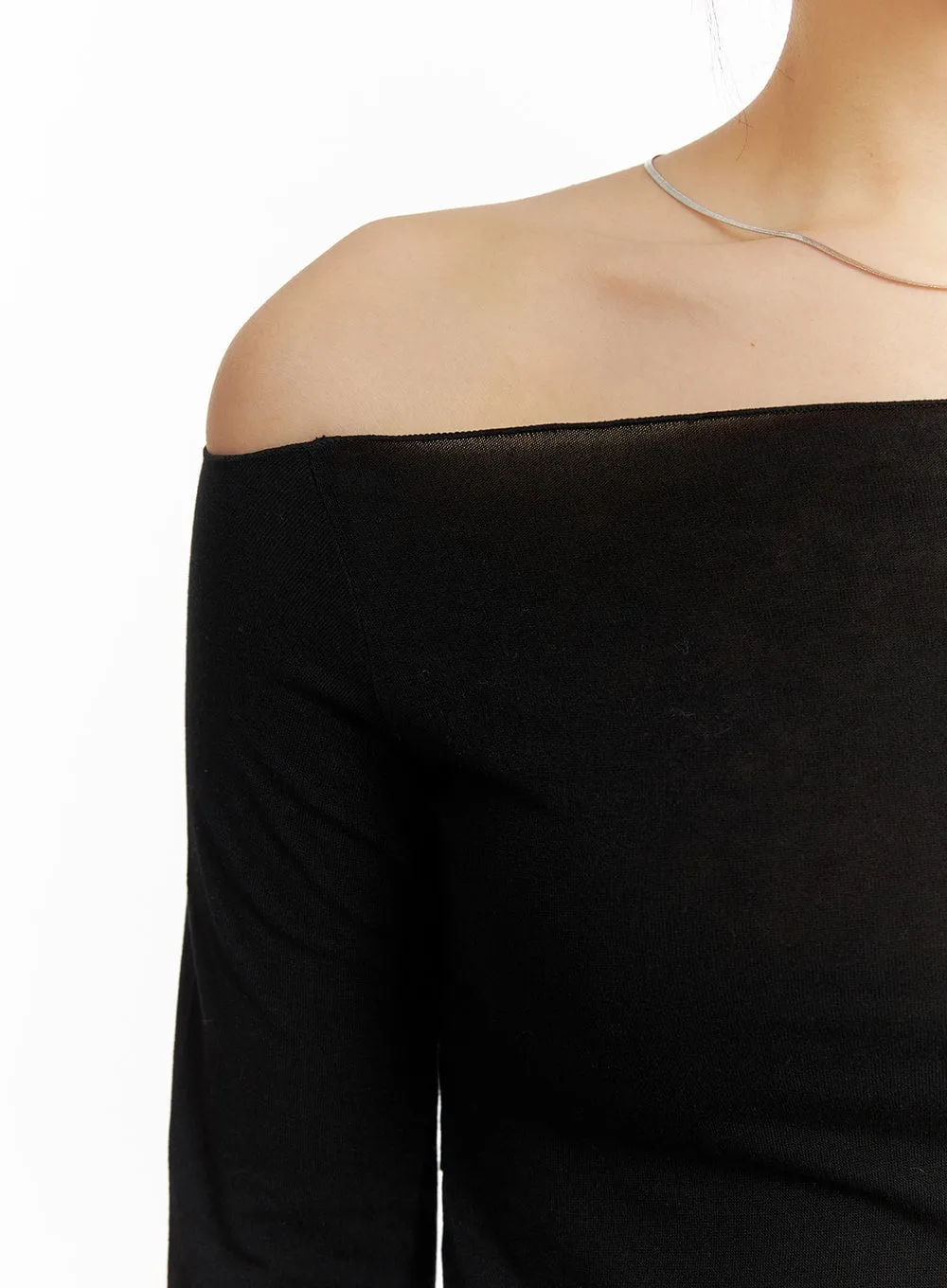 Solid Off Shoulder Long Sleeve CM421 sold by Lewkin product image thumbnail 4
