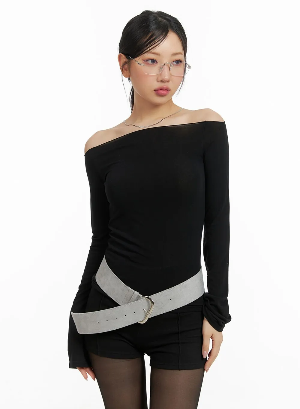 Solid Off Shoulder Long Sleeve CM421 sold by Lewkin product image thumbnail 2