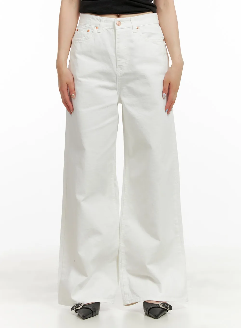 Low Rise Cotton Wide Leg Pants CU425 sold by Lewkin