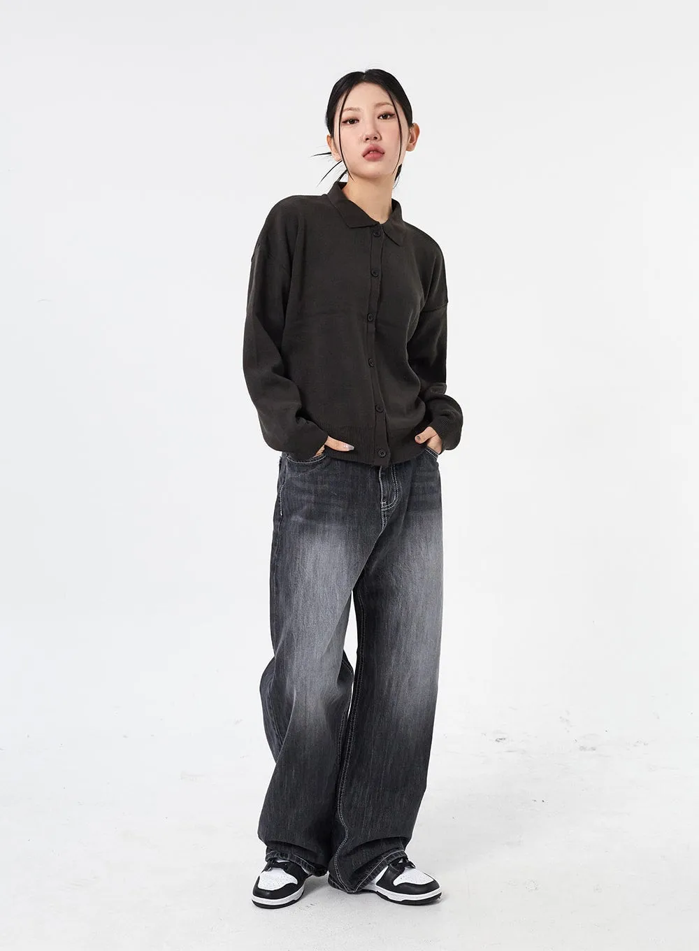 Wide Leg Black Jeans CM315 sold by Lewkin product image thumbnail 4