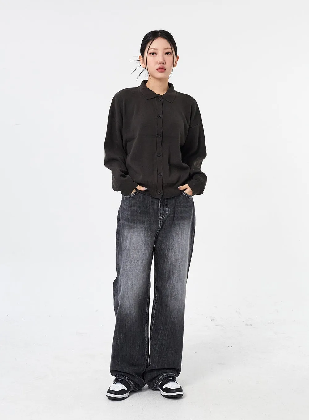 Wide Leg Black Jeans CM315 sold by Lewkin product image thumbnail 3