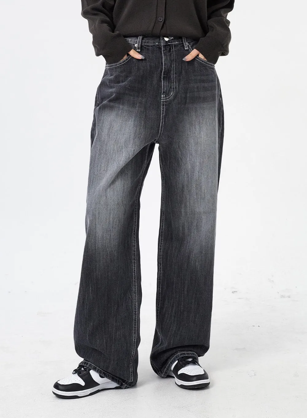 Wide Leg Black Jeans CM315 sold by Lewkin product image thumbnail 5